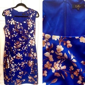 Navy Blue Floral Dress, Size 10 by ILE New York